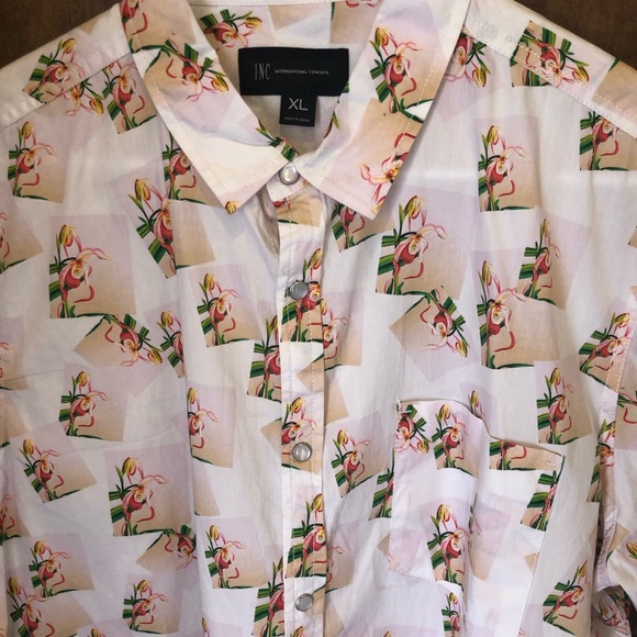 EUC Western Flare I.N.C. Floral Pearl Snaps 100% Cotton XL Casual Aloha Shirt A - Picture 5 of 5